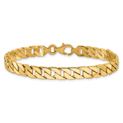 10K Yellow Gold 7.4mm Hand-Polished Fancy Link Chain Bracelet