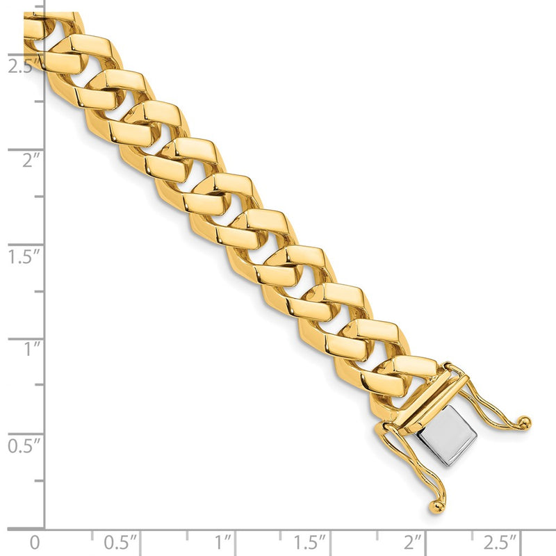 10K Yellow Gold 10mm Hand-Polished Fancy Link Chain Bracelet