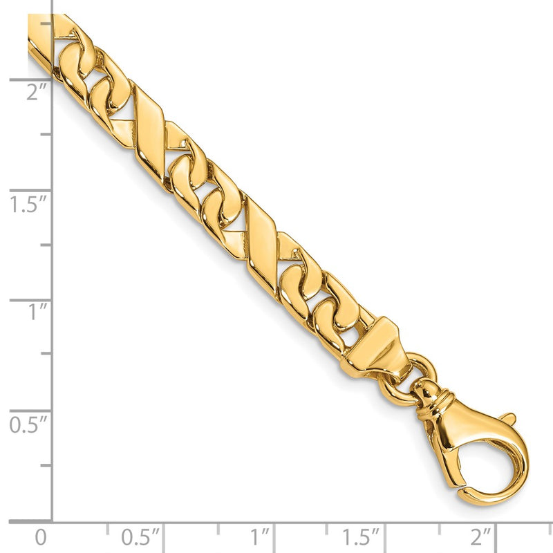 10K Yellow Gold 6.7mm Hand-Polished Fancy Link Chain Bracelet