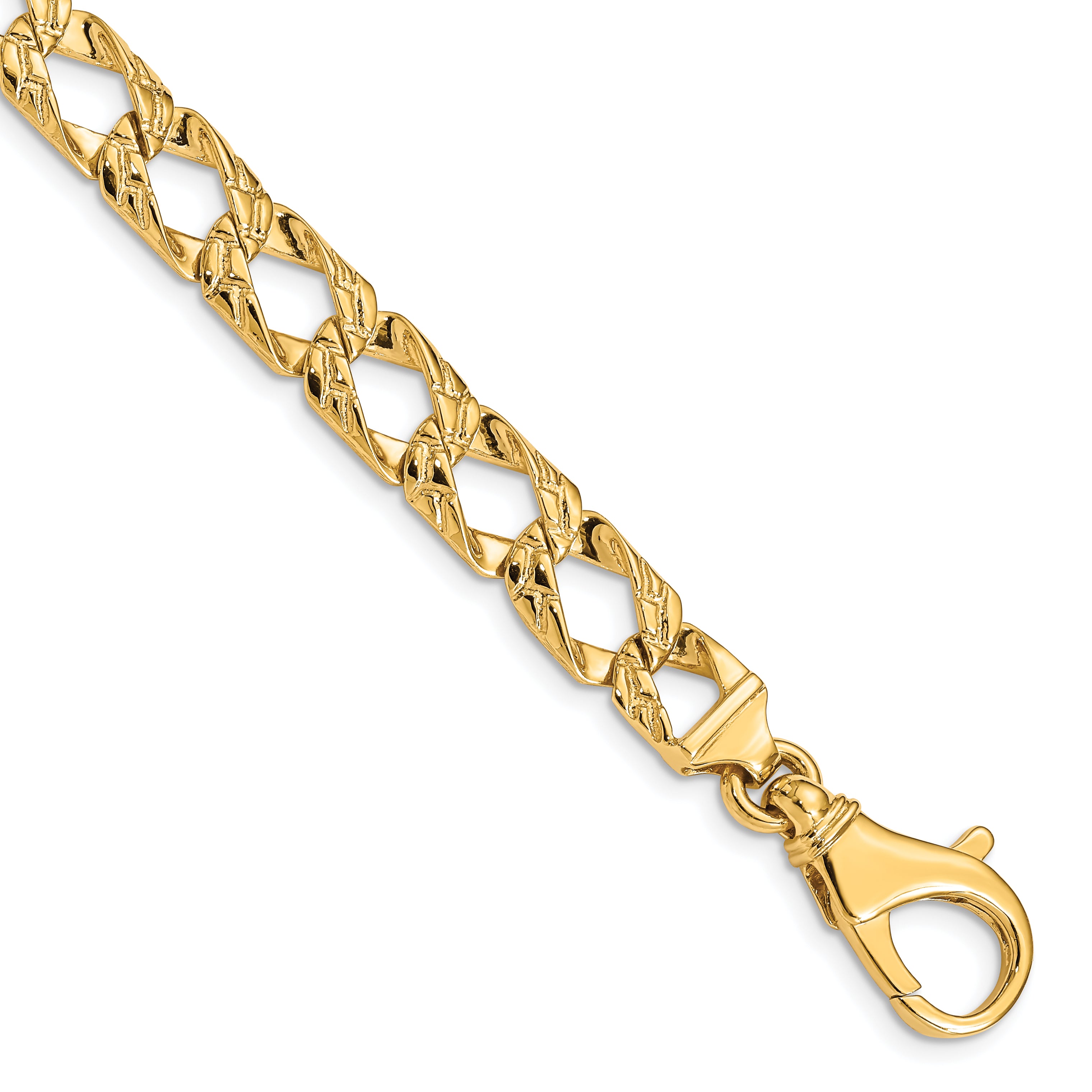 10K Yellow Gold 8.6mm Hand Polished Fancy Link Bracelet