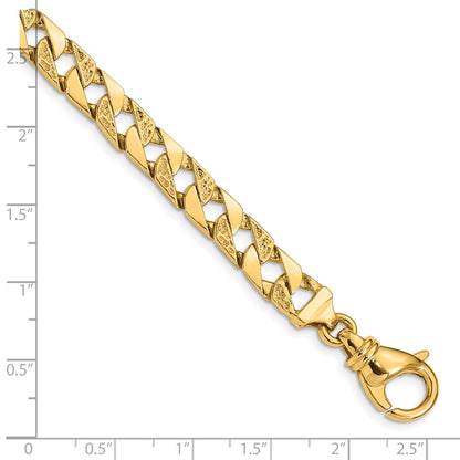 10K Yellow Gold 7.5mm Hand Polished Fancy Link Bracelet