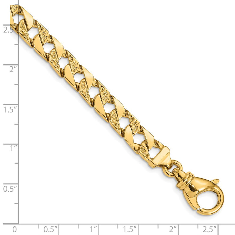 10K Yellow Gold 7.5mm Hand Polished Fancy Link Chain Bracelet