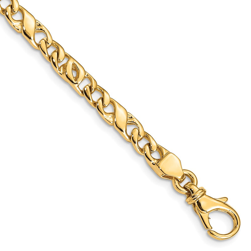 10K Yellow Gold 4.8mm Hand Polished Fancy Link Chain Bracelet