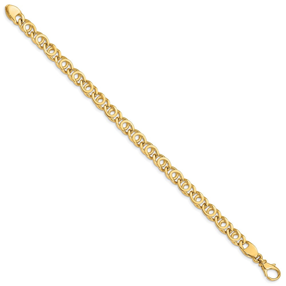 10K Yellow Gold 7mm Hand Polished Fancy Link Chain Bracelet