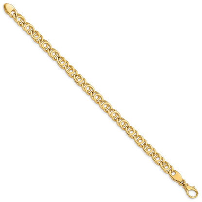 10K Yellow Gold 7mm Hand Polished Fancy Link Chain Bracelet