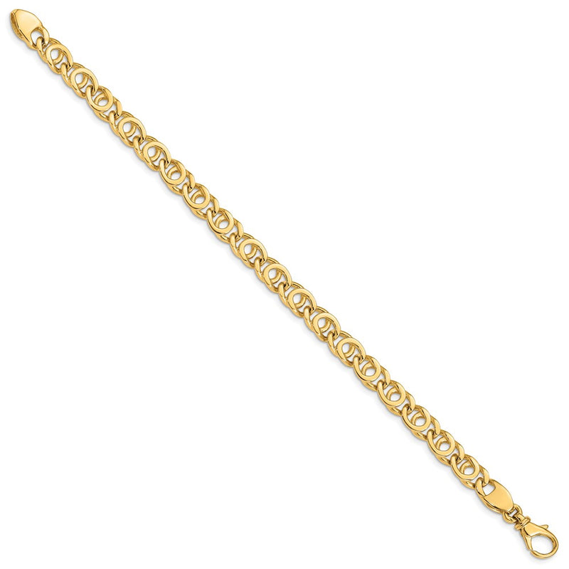10K Yellow Gold 7mm Hand Polished Fancy Link Chain Bracelet