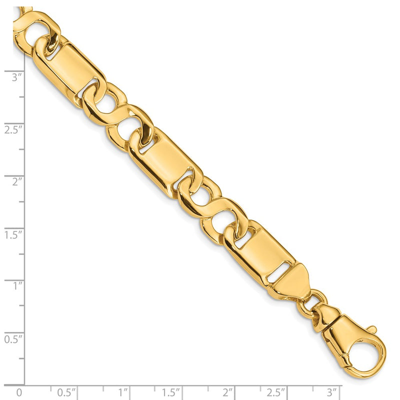 10K Yellow Gold 10.4mm Hand-Polished Fancy Link Chain Bracelet