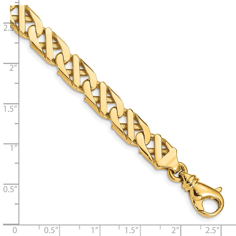 10K Yellow Gold 7.9mm Fancy Link Hand Polished Chain Bracelet