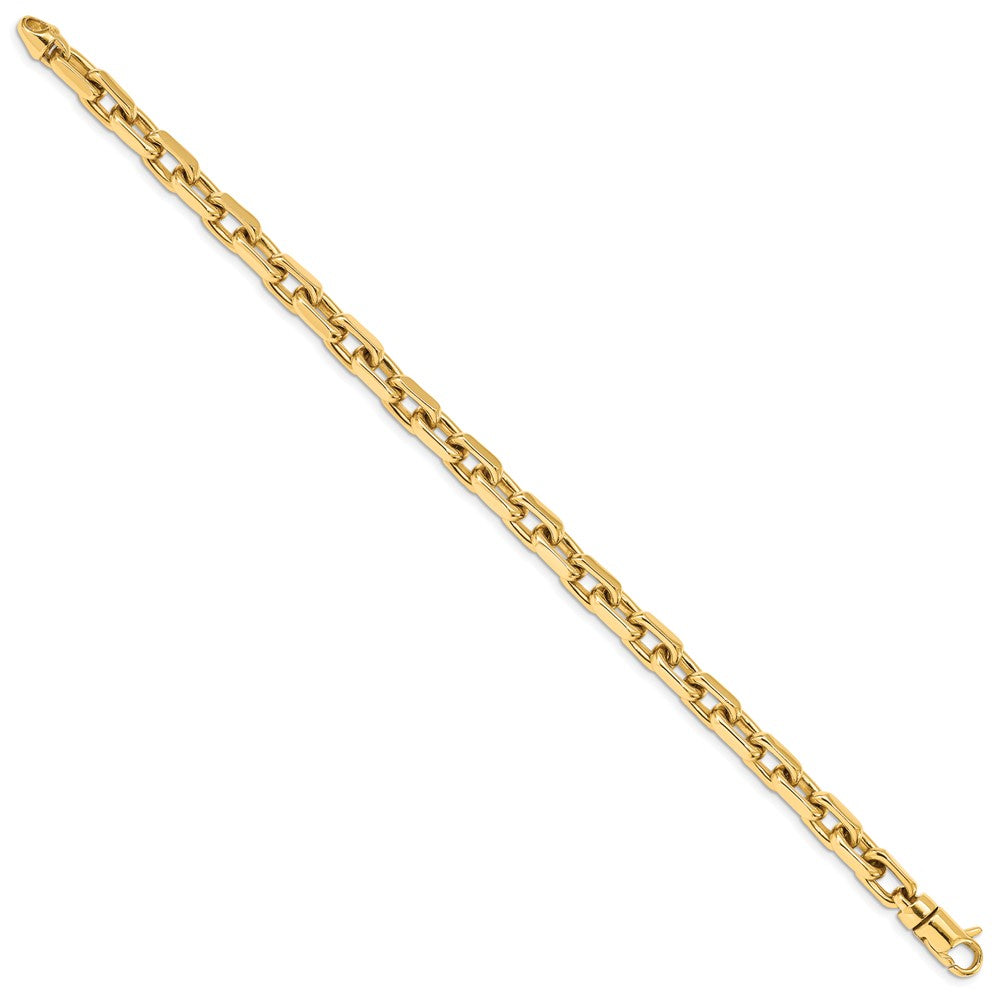 9 Inch 10K Yellow Gold 7mm Hand-Polished Fancy Link Chain Bracelet