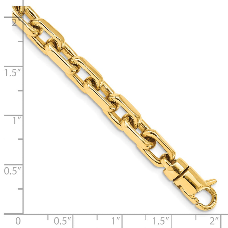 10K Yellow Gold 7mm Hand-Polished Fancy Link Chain Bracelet