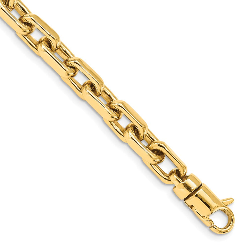 10K Yellow Gold 7mm Hand-Polished Fancy Link Chain Bracelet