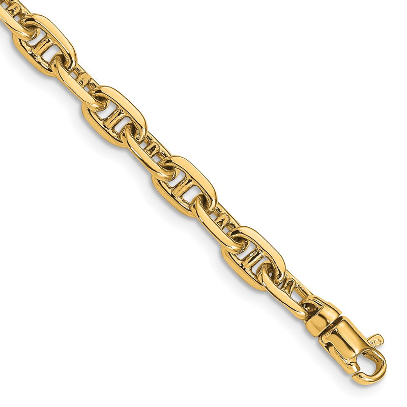 10K Yellow Gold 5.1mm Hand-Polished Fancy Link Chain Bracelet