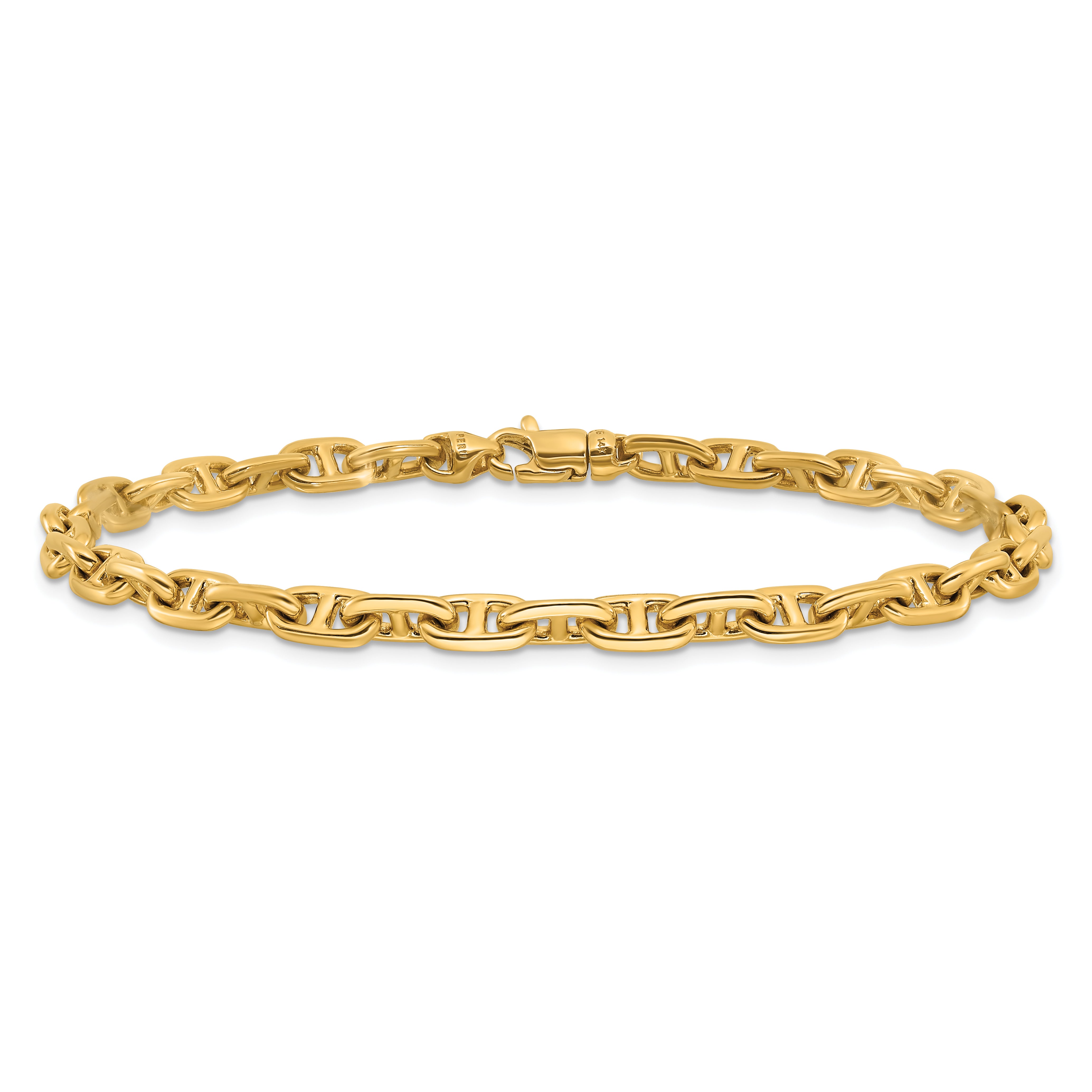 10K Yellow Gold 5.1mm Hand-Polished Fancy Link Bracelet