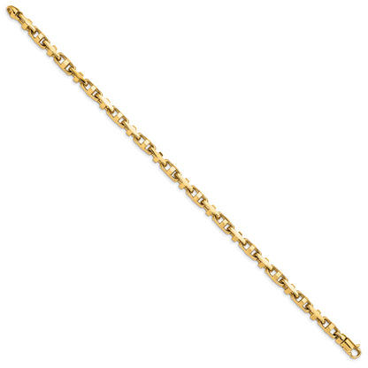 10K Yellow Gold 5mm Hand-Polished Fancy Link Bracelet