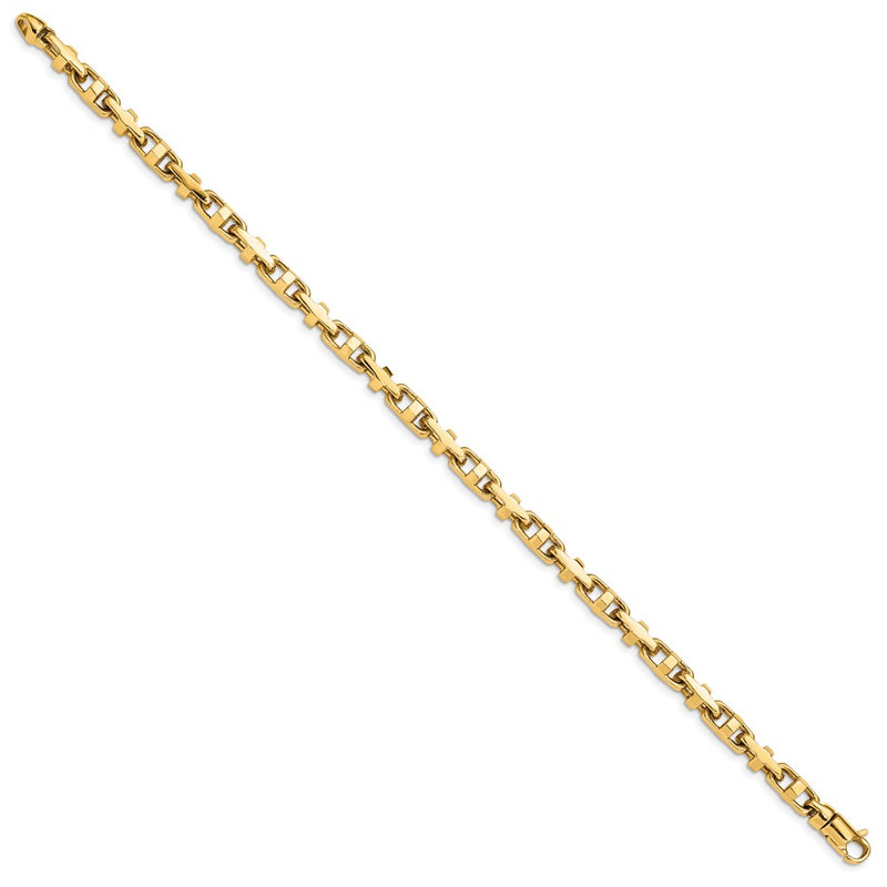10K Yellow Gold 5mm Hand-Polished Fancy Link Chain Bracelet
