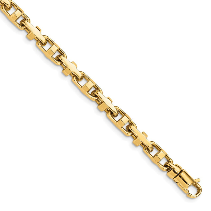10K Yellow Gold 5mm Hand-Polished Fancy Link Chain Bracelet