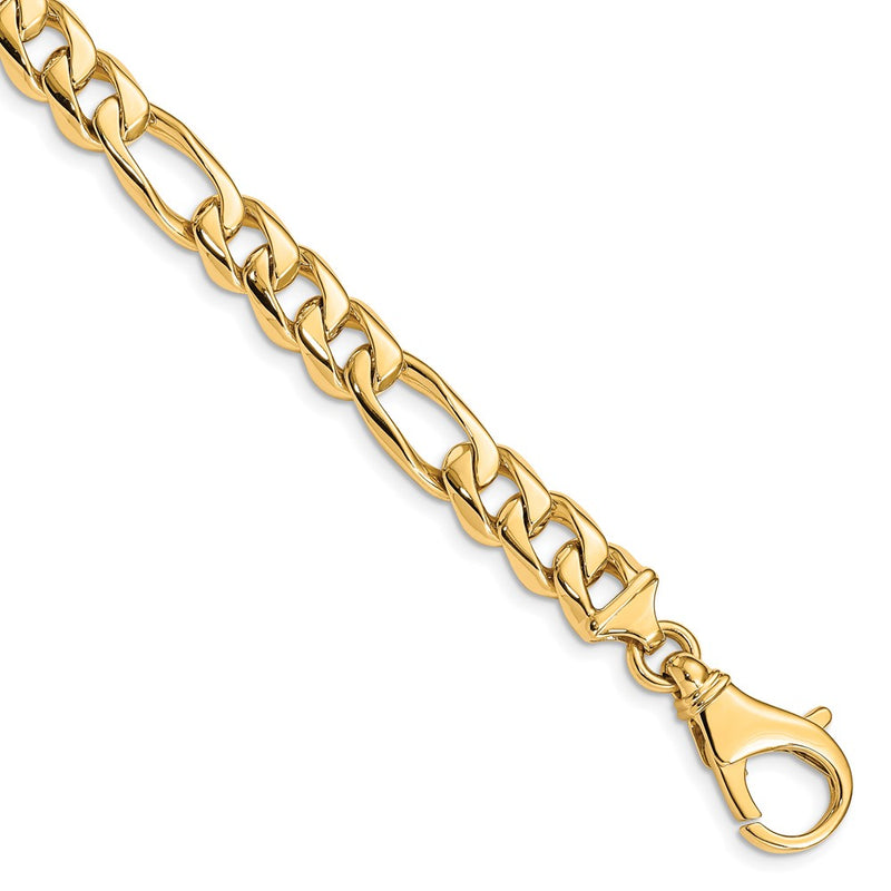 10K Yellow Gold 8.5mm Hand Polished Fancy Link Chain Bracelet