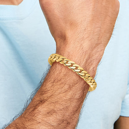 10K Yellow Gold 10.75mm Hand Polished Fancy Link Bracelet