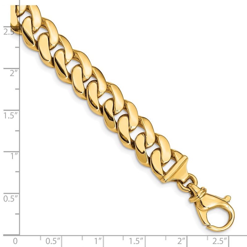 10K Yellow Gold 10.75mm Hand Polished Fancy Link Chain Bracelet