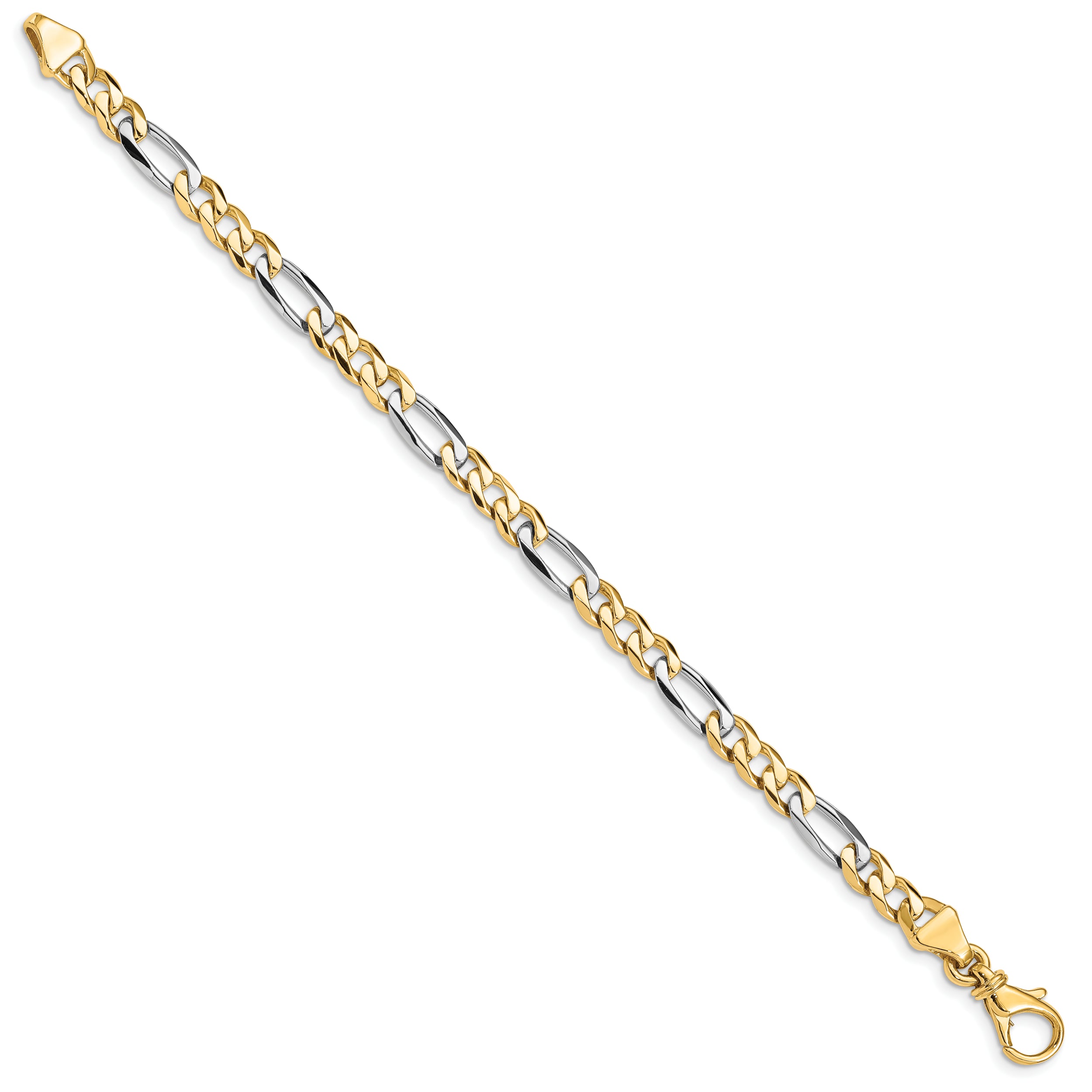 10K Two-Tone 5.8mm Hand Polished Fancy Link Bracelet