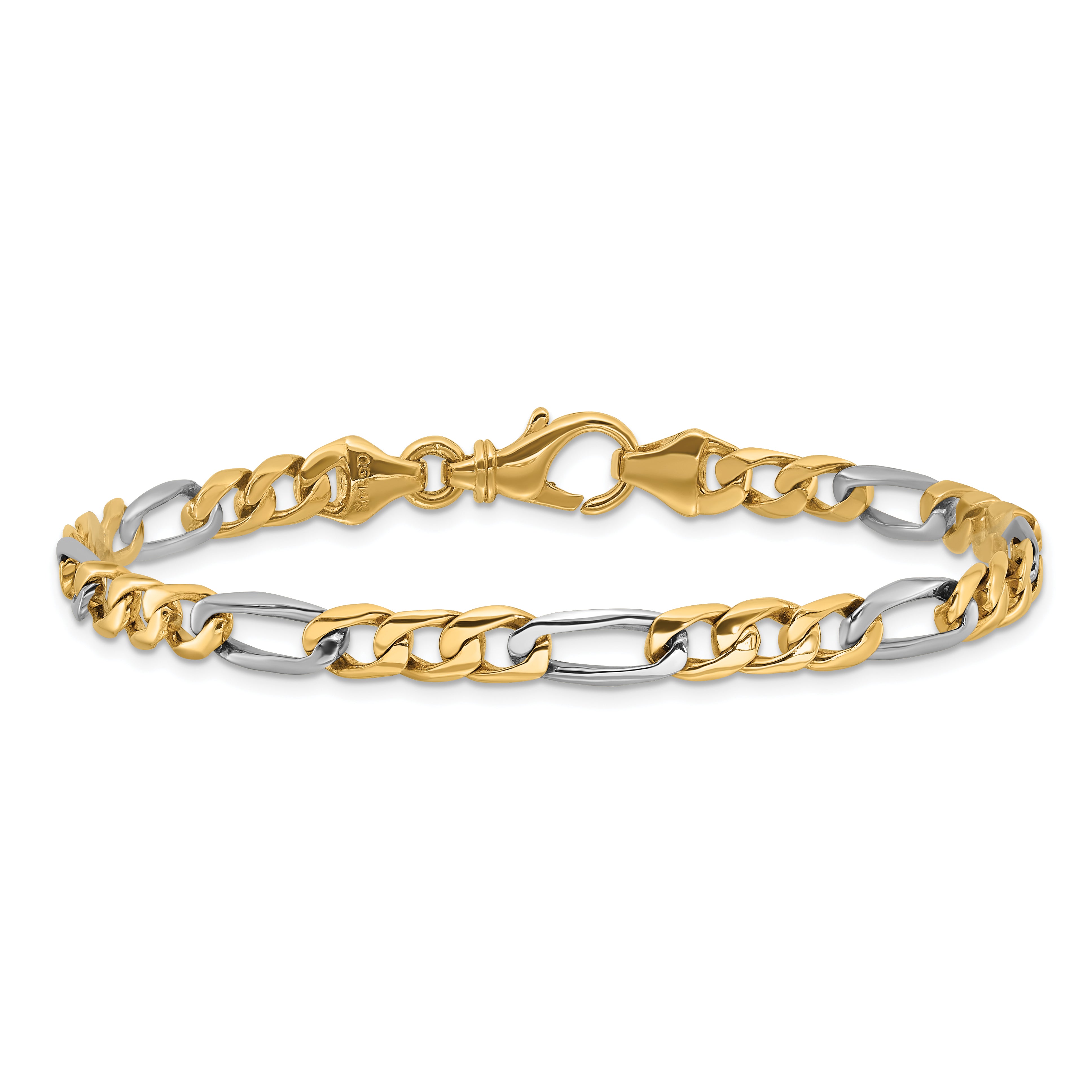 10K Two-Tone 5.8mm Hand Polished Fancy Link Bracelet