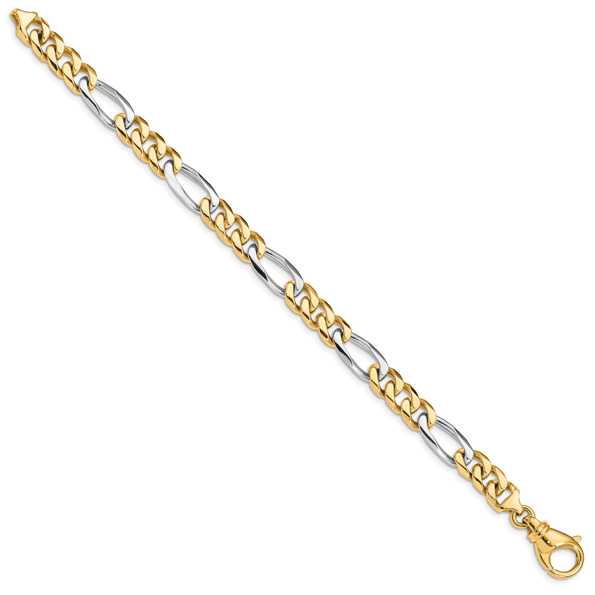 10K Two-Tone 7.85mm Hand Polished Fancy Link Bracelet