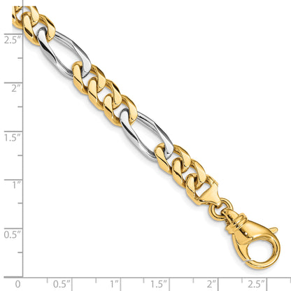 10K Two-Tone 7.85mm Hand Polished Fancy Link Bracelet