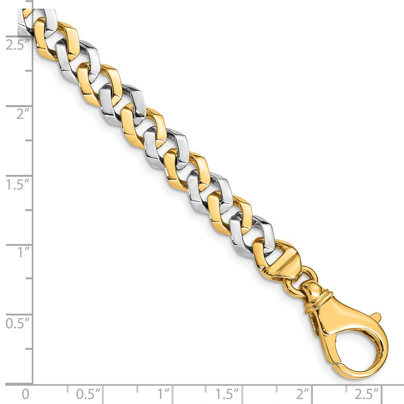 10K Two-Tone 8mm Hand-Polished Fancy Link Chain Bracelet