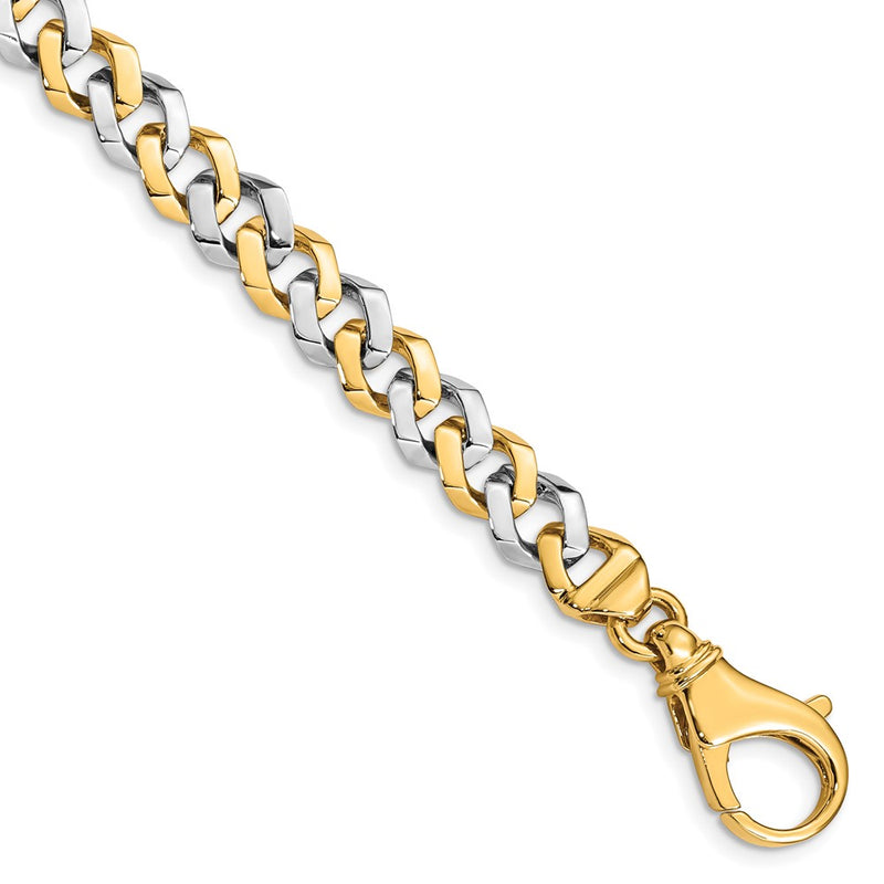 10K Two-Tone 8mm Hand-Polished Fancy Link Chain Bracelet