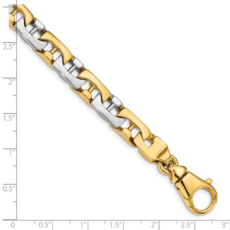 10K Two-Tone 8.5mm Hand-Polished Fancy Link Chain Bracelet