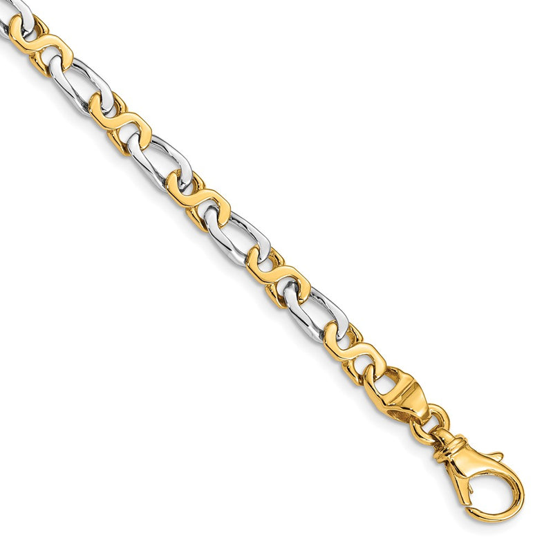 10K Two-Tone 4.8mm Hand Polished Fancy Link Bracelet