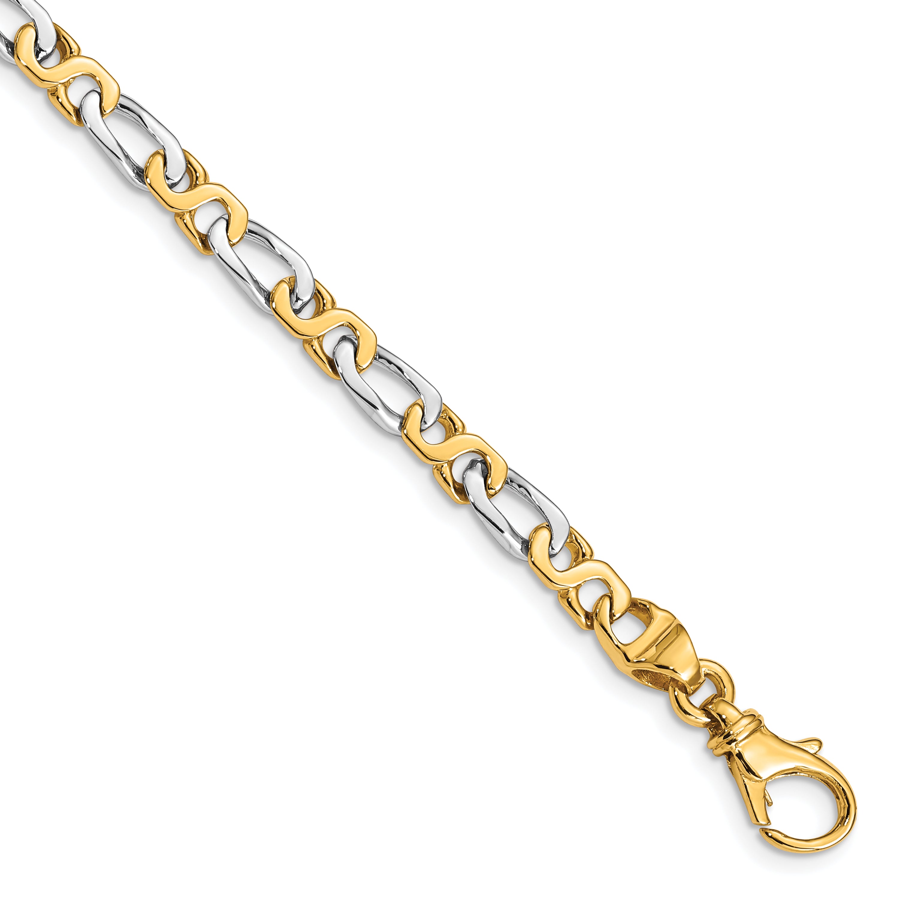 10K Two-Tone 4.8mm Hand Polished Fancy Link Bracelet