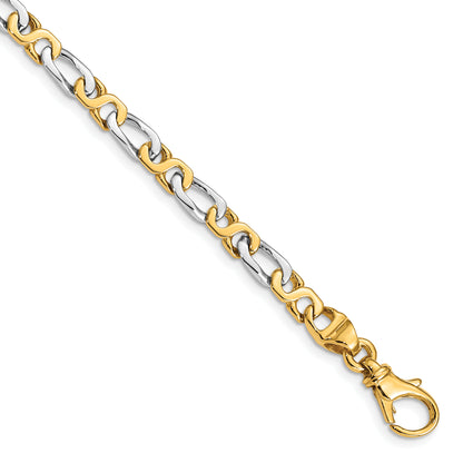 10K Two-Tone 4.8mm Hand Polished Fancy Link Bracelet
