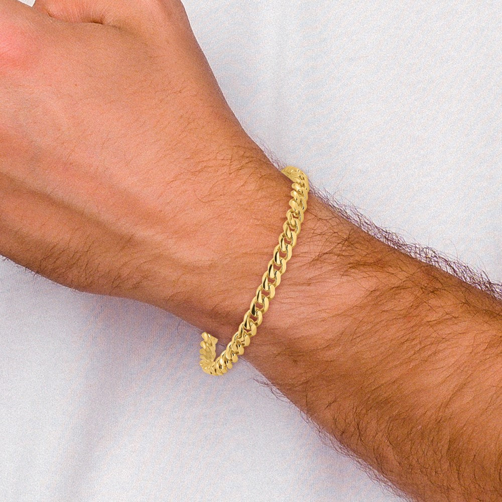 8 Inch 10K Yellow Gold 5.7mm Hand-Polished Miami Cuban Chain Bracelet
