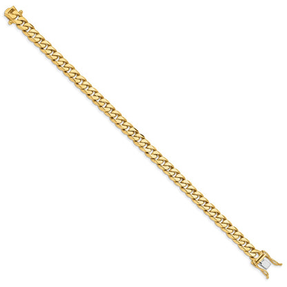 8.25 Inch 10K Yellow Gold 7mm Hand-Polished Miami Cuban Chain Bracelet