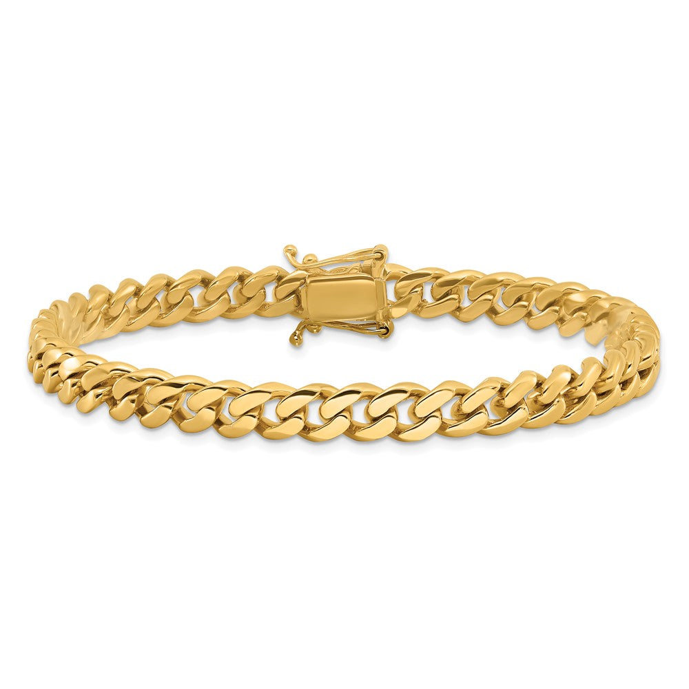 8.25 Inch 10K Yellow Gold 7mm Hand-Polished Miami Cuban Chain Bracelet