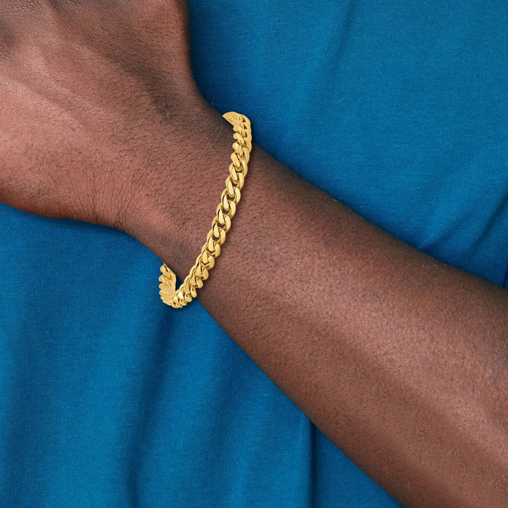 8.25 Inch 10K Yellow Gold 7mm Hand-Polished Miami Cuban Chain Bracelet