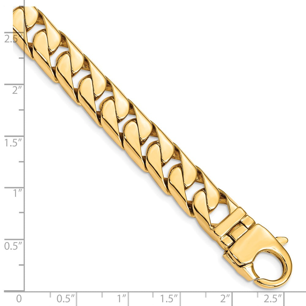 10k Yellow Gold 10.20mm Hand-polished Long Link Half Round Curb Chain Bracelet