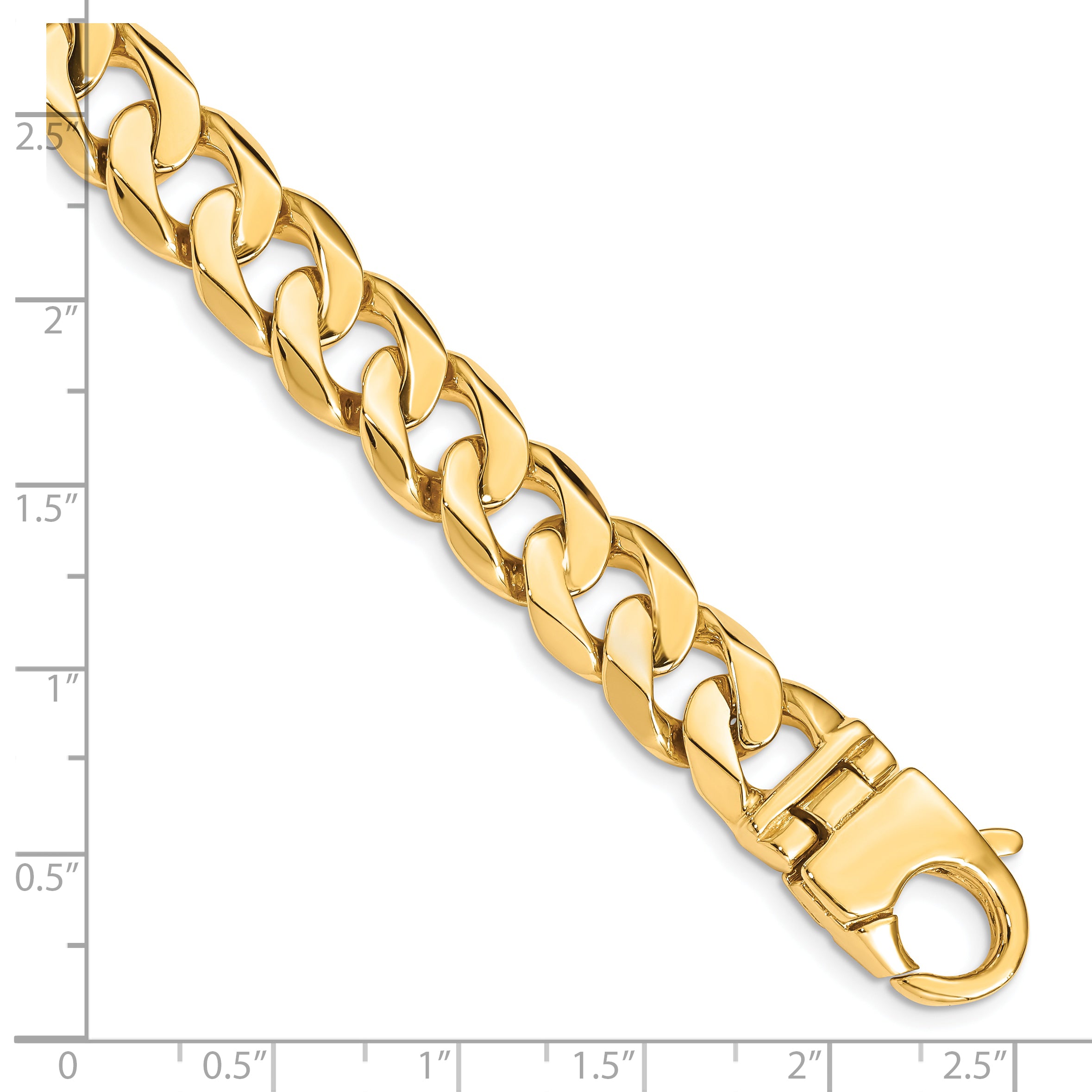 10K Yellow Gold 11mm Hand Polished Fancy Curb Link Bracelet