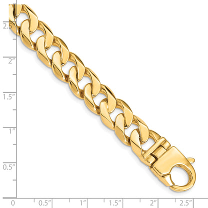 10K Yellow Gold 11mm Hand Polished Fancy Curb Link Bracelet