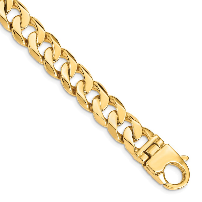 10K Yellow Gold 11mm Hand Polished Fancy Curb Link Chain Bracelet