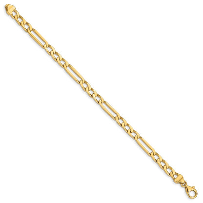 10K Yellow Gold 5mm Hand-Polished Figaro Link Chain Bracelet