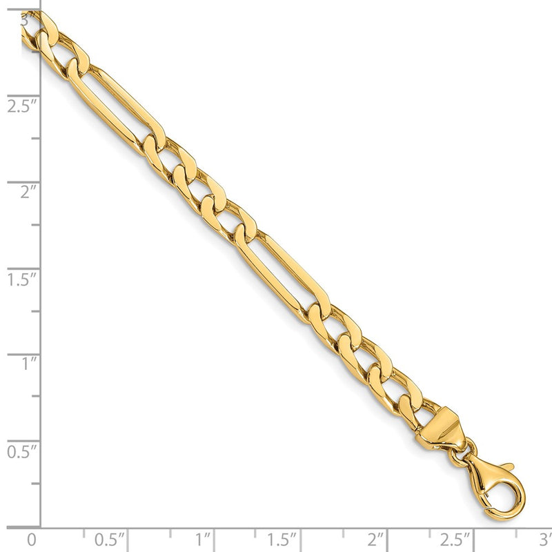 10K Yellow Gold 5mm Hand-Polished Figaro Link Chain Bracelet
