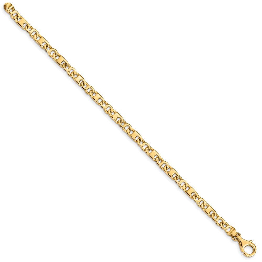 10K Yellow Gold Hand Polished 4.4mm Fancy Link Chain Bracelet