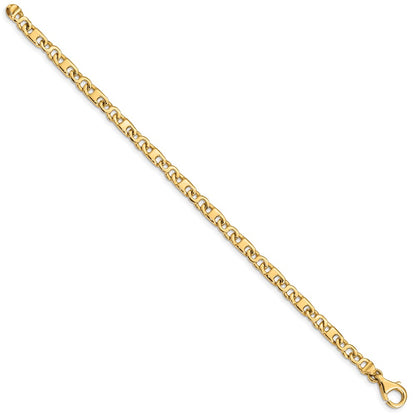 10K Yellow Gold Hand Polished 4.4mm Fancy Link Chain Bracelet