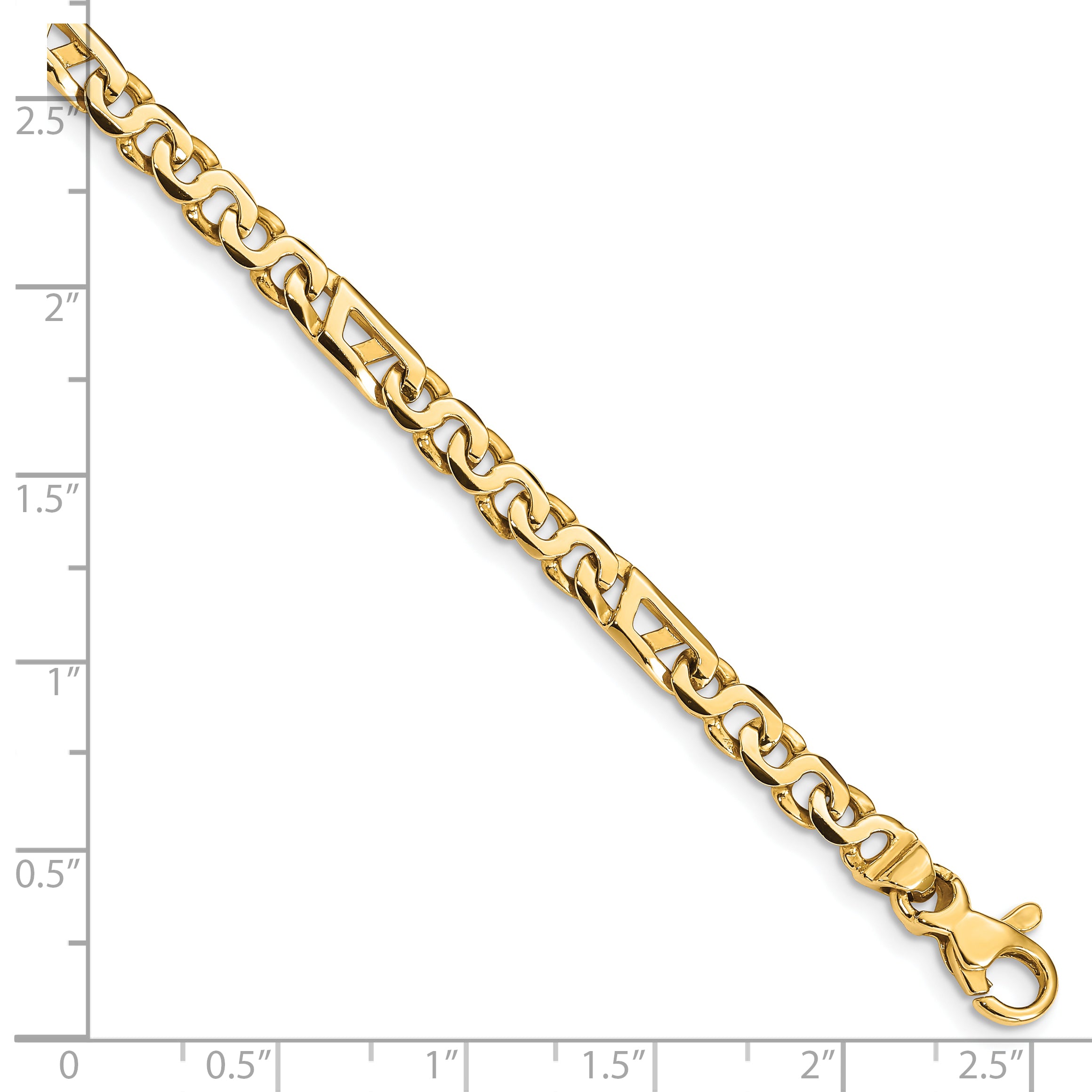 10K Yellow Gold Hand Polished 4.3mm Fancy Link Bracelet