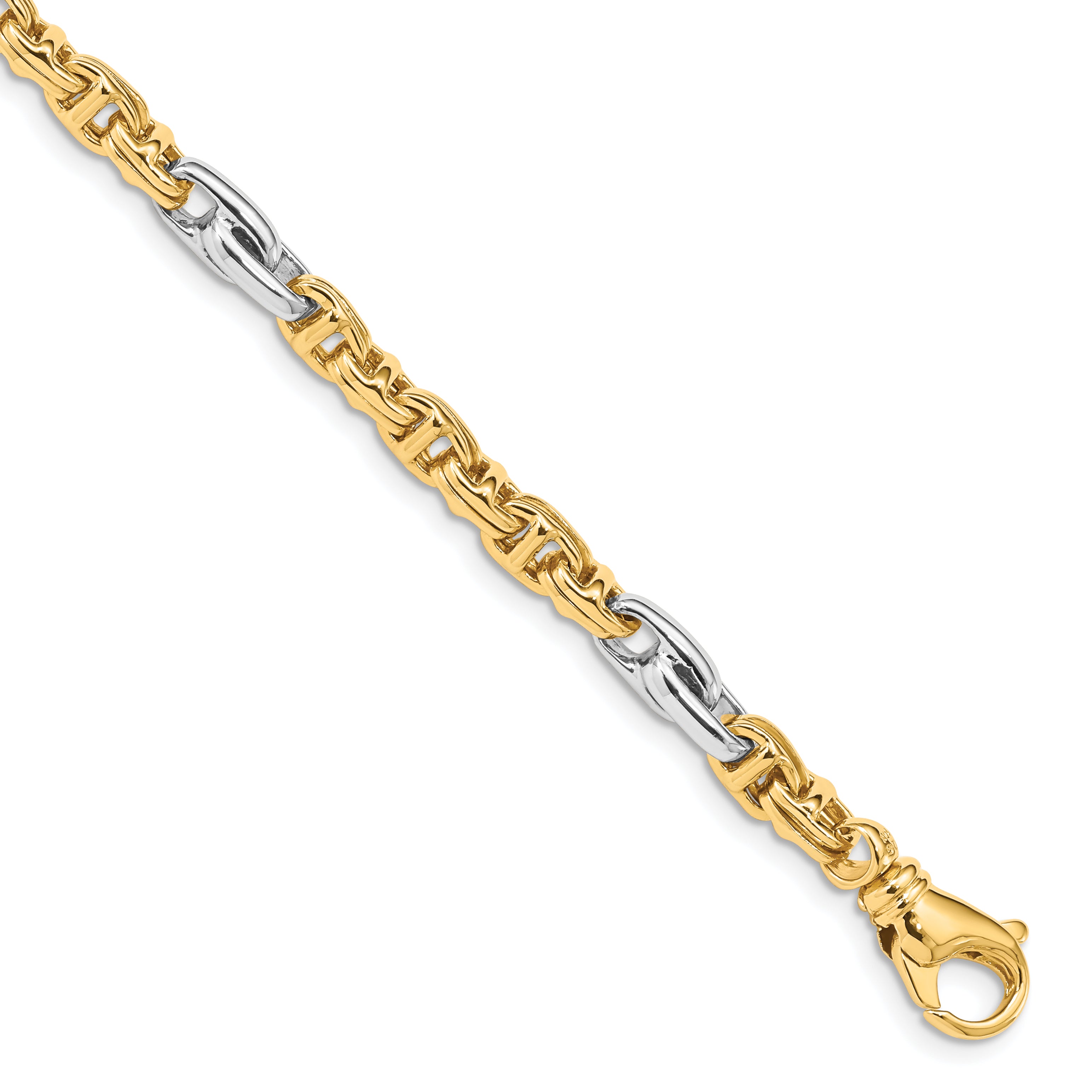 10K Two-Tone 5.38mm Hand-Polished Fancy Link Bracelet