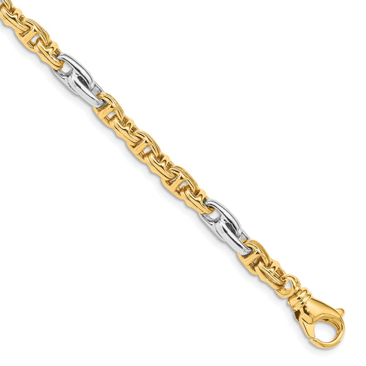 10K Two-Tone 5.38mm Hand-Polished Fancy Link Bracelet