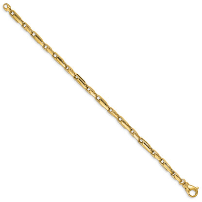 10K Yellow Gold 5mm Hand-Polished Fancy Link Bracelet