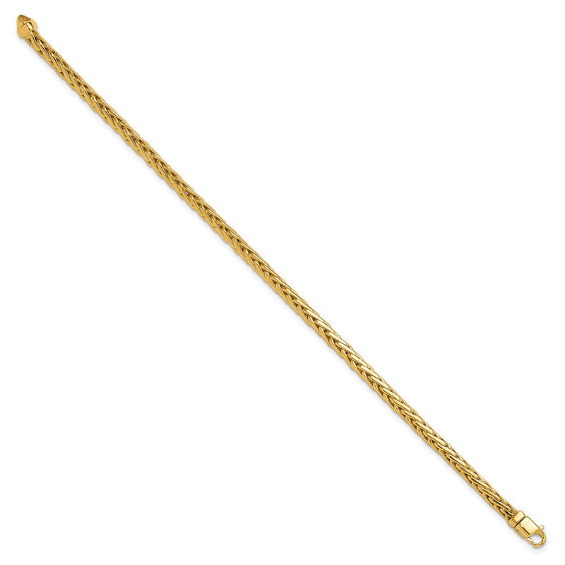 10K Yellow Gold 4.4mm Hand-Polished Flat-Edged Woven Link Chain Bracelet